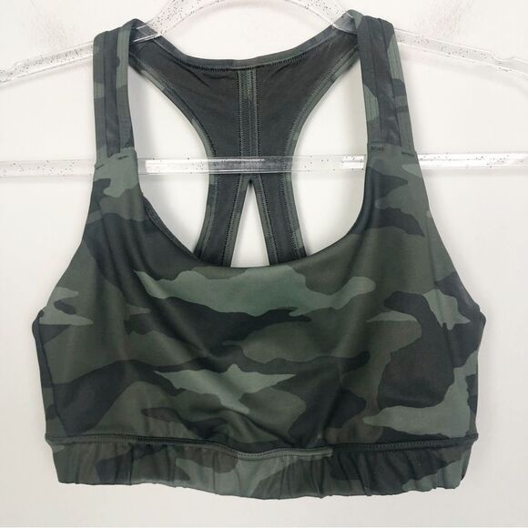 ATHLETA | Green Camo Print Contender Mesh Accent Sports Bra Women’s Size Small - Picture 3 of 10